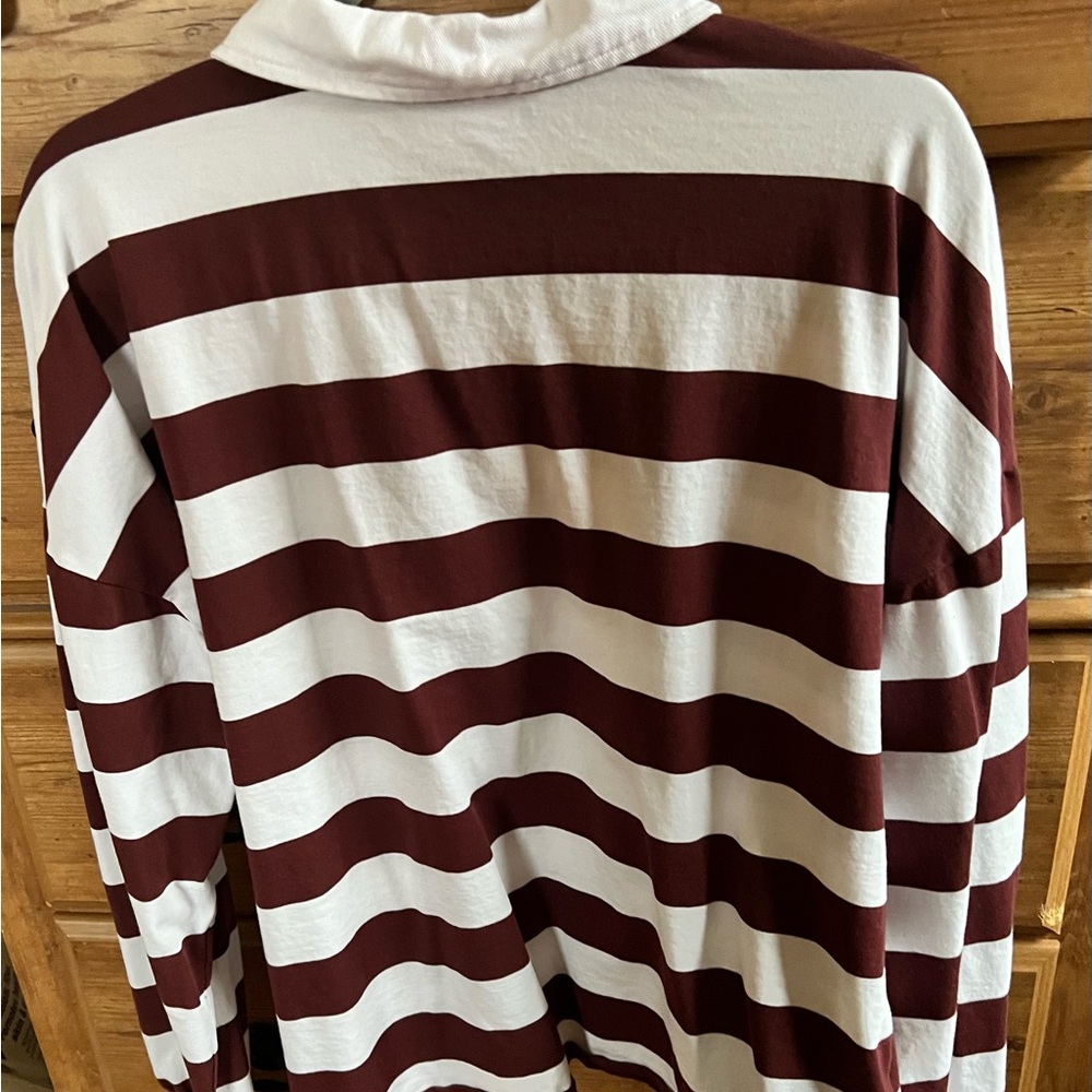 Lovesick Maroon and White Striped Shirt - Picture 6 of 6